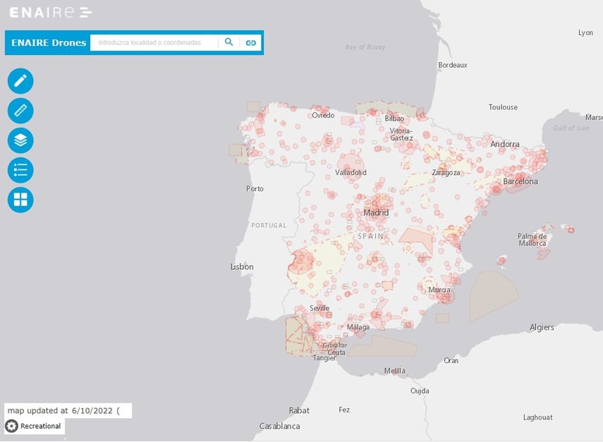 Aplicación de ENAIRE. Mapa de España