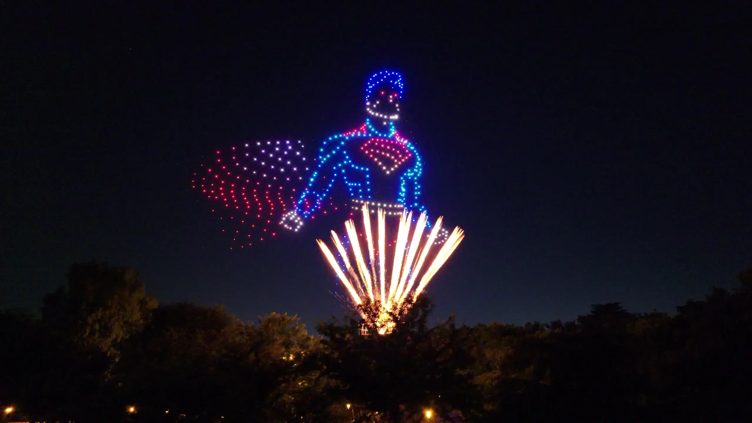 Superman volador Drone Light Show