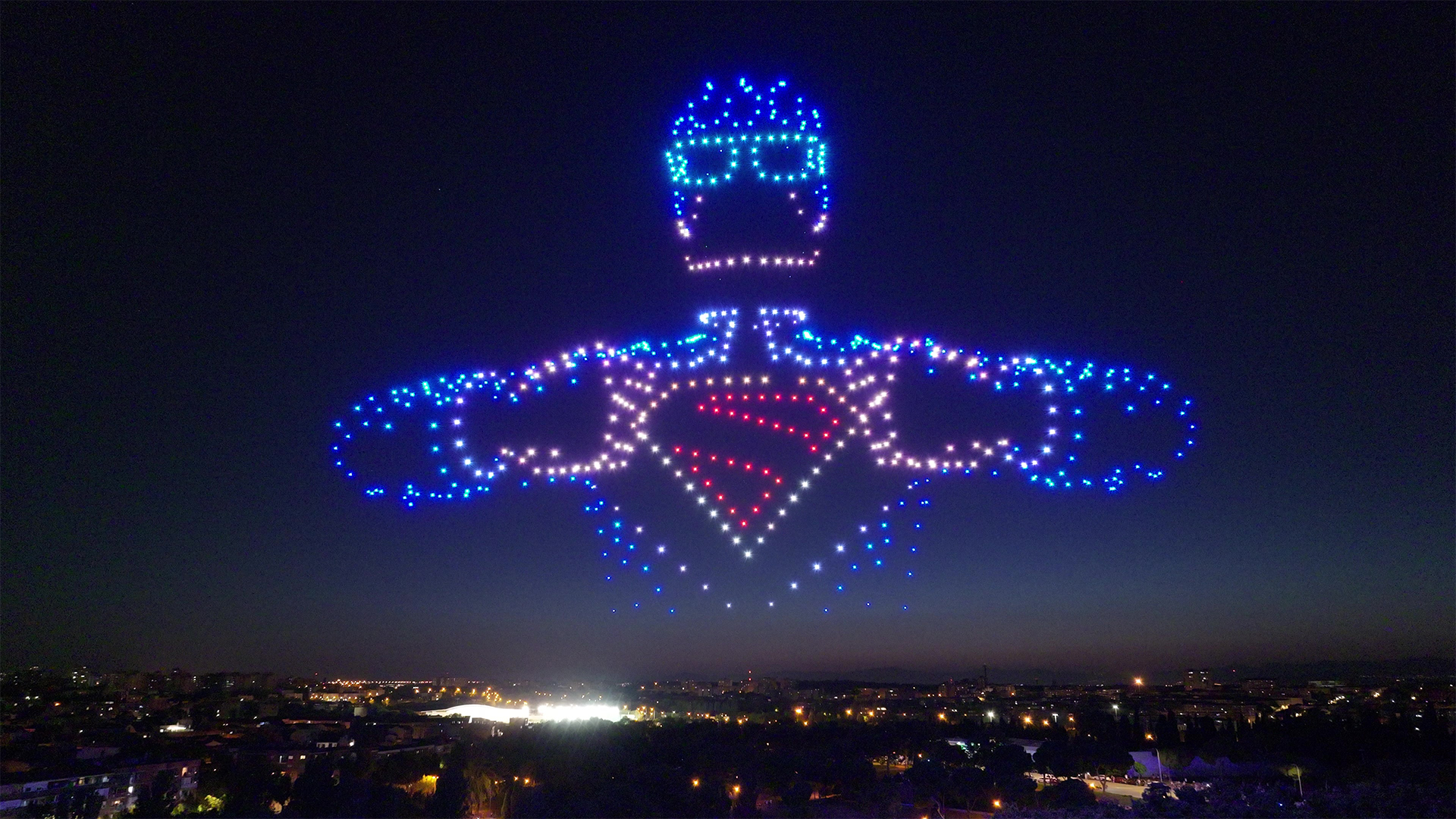Drone show Superman Warner Bros.
